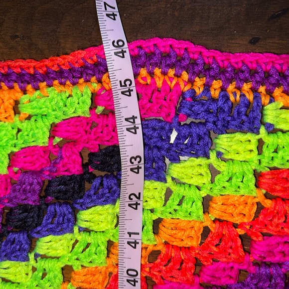 Retro Crochet Bright Rainbow Blanket/Throw - Picture 4 of 6